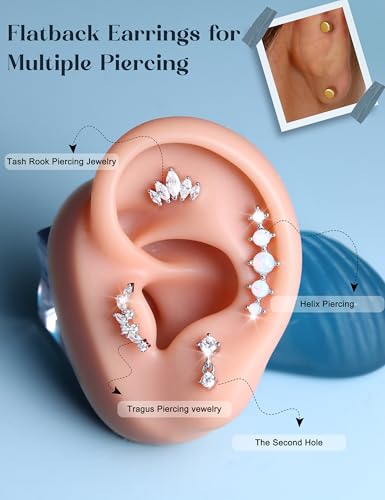 Detalle 2 de Adramata Ohrstecker Silber 925 Helix – hypoallergene Piercings mit CZ-Verzierung
