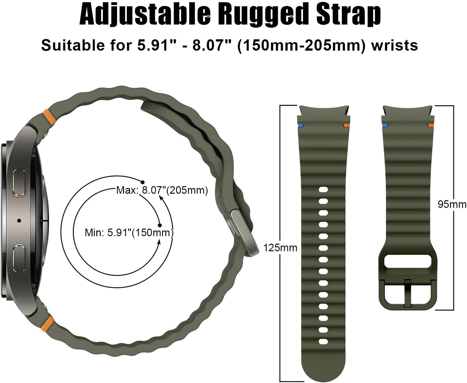 Thumbnail 2 de XMUXI No Gap Strap for Samsung Galaxy Watch 7/6/5/4 & FE – Silicone Sport Band