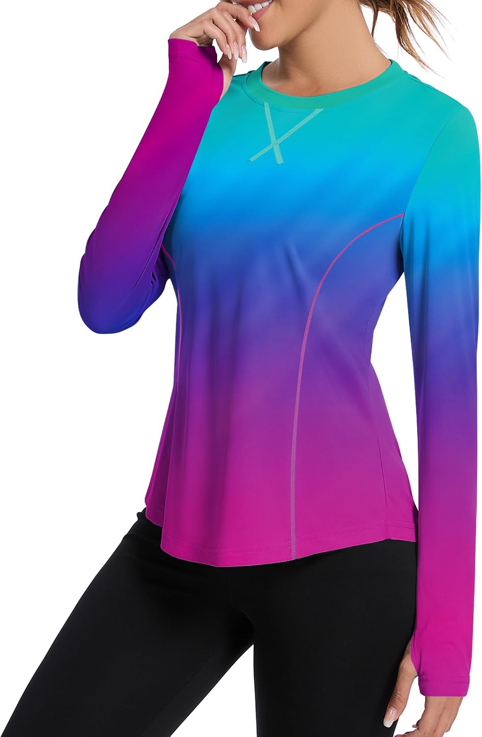 Detalle de Avoogue Women UPF 80+ UV Long Sleeve Shirt with Thumb Holes