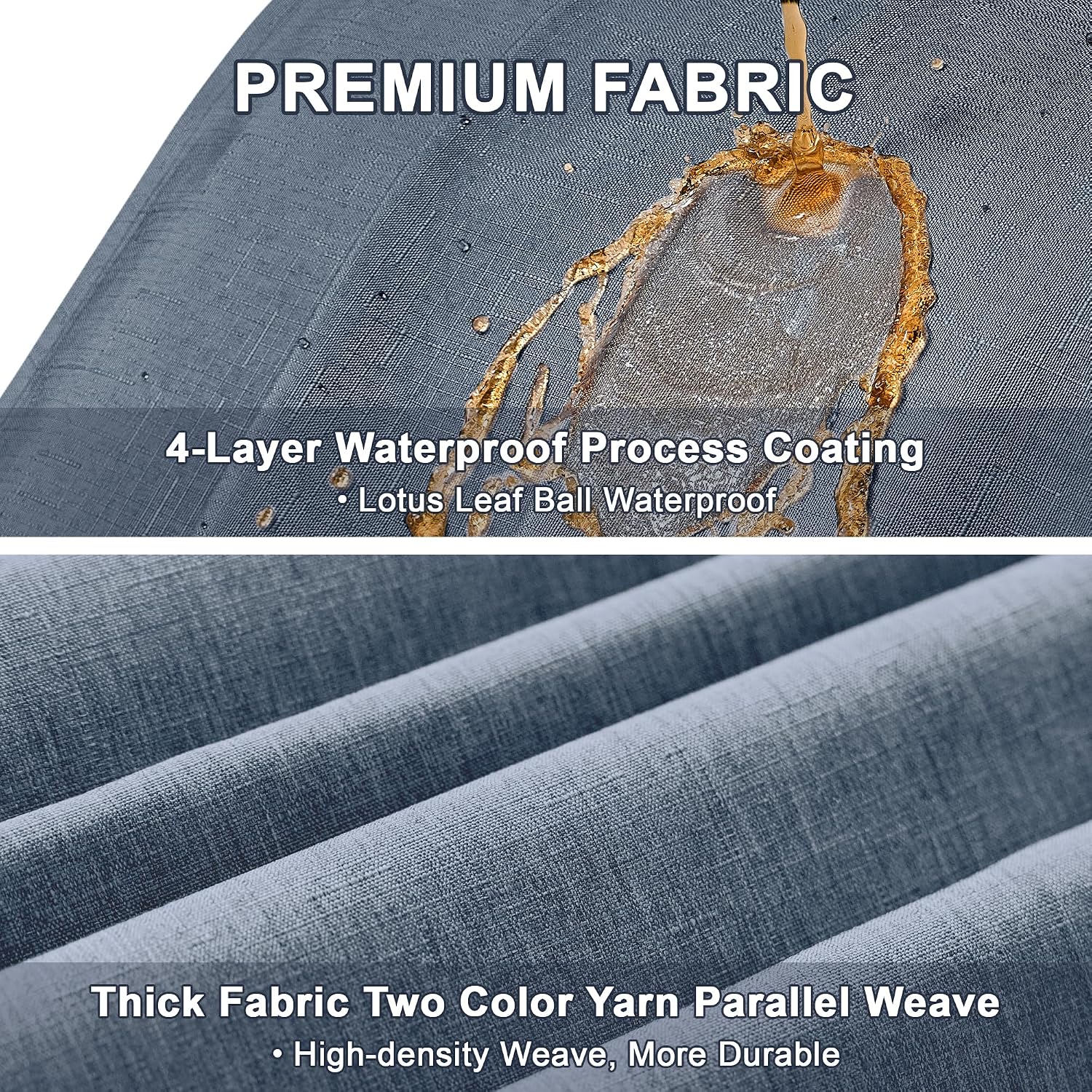Detalle de Decorelia 60" x 84" Faux Linen Tablecloth, Denim Blue, Waterproof Polyester