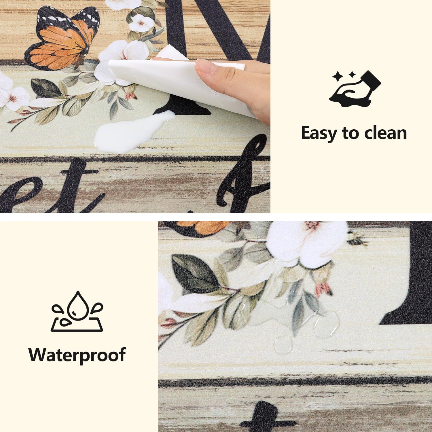 Detalle 2 de Yamaziot Anti-Fatigue Kitchen Rug Set of 2, Cushioned Non-Slip Mats