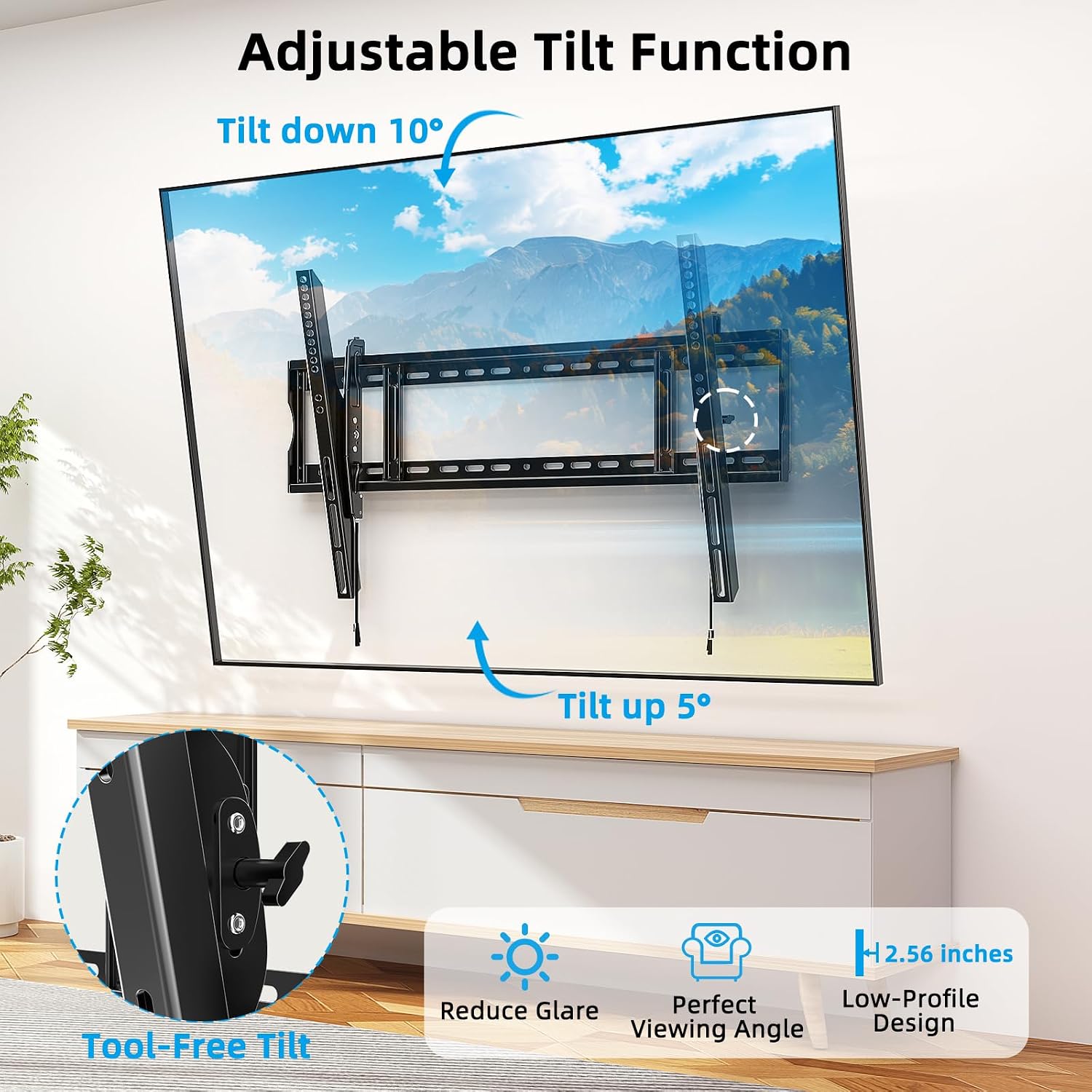 Detalle de HOME VISION HV9901 Heavy Duty Tilt TV Wall Mount for 55–130" TVs (up to 100kg/220lb, max VESA 900x600mm)