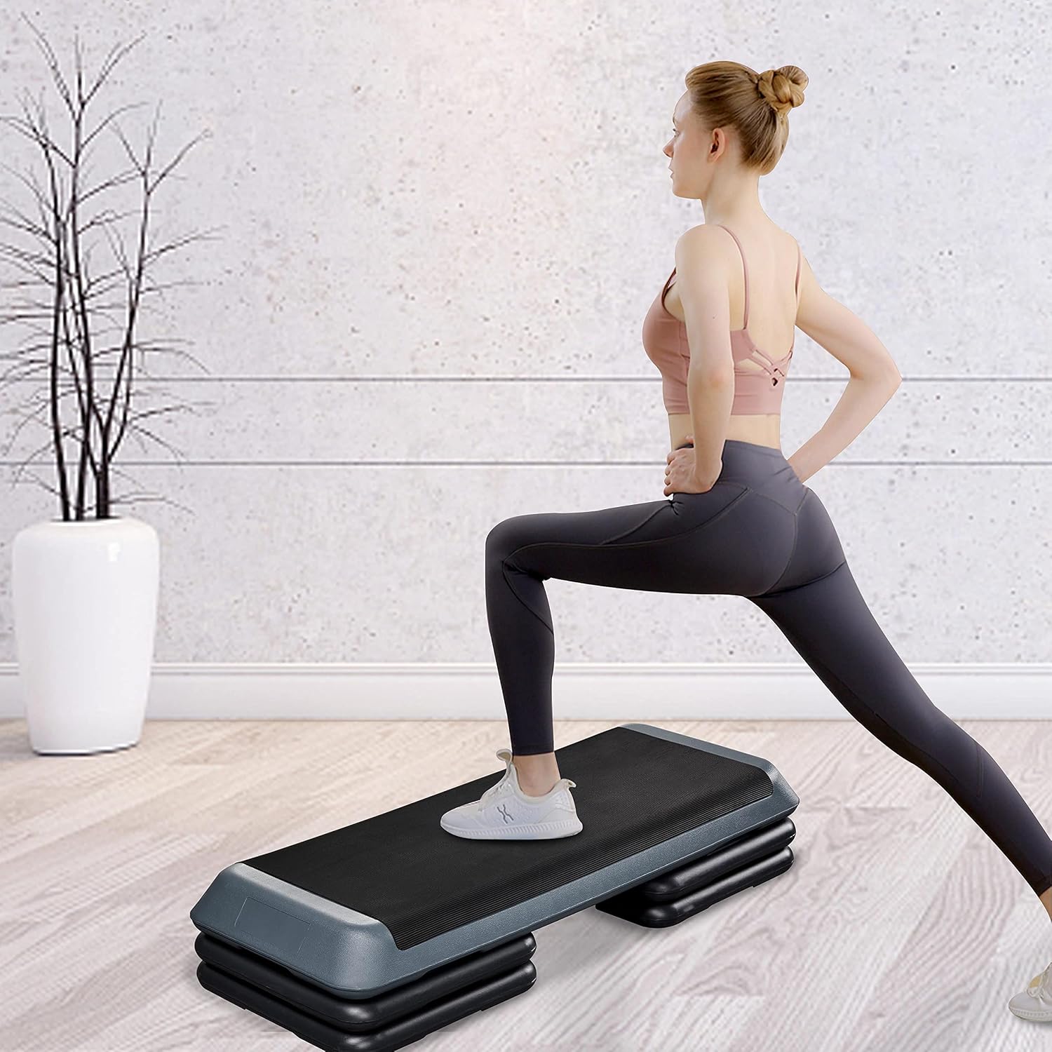 Detalle de Yaheetech 3-Level Adjustable Aerobic Exercise Step Platform (11cm/16cm/21cm) – Grey