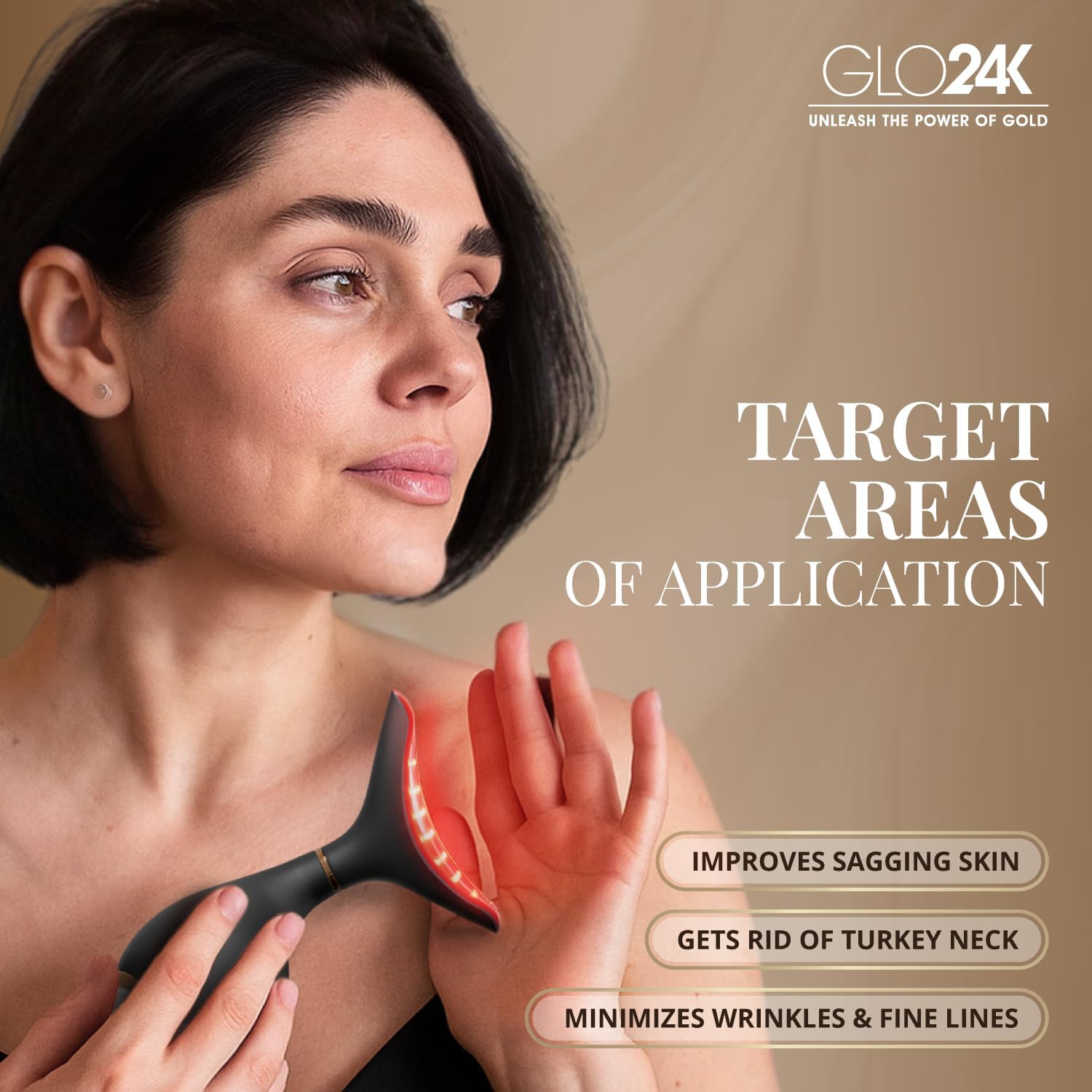 Detalle 2 de GLO24K 3-in-1 Red Light Facial Massager