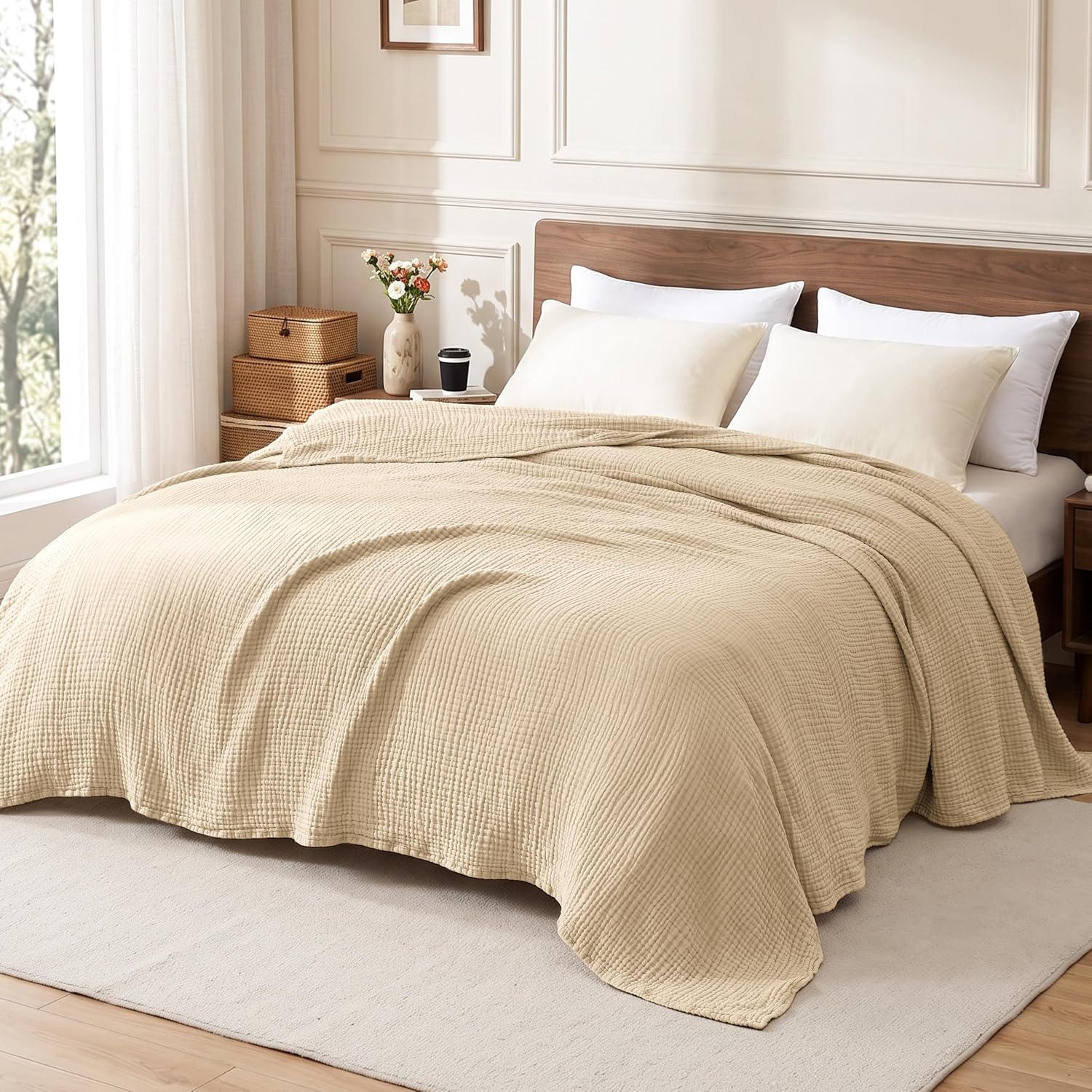 Detalle de Love's cabin Cotton Muslin Blanket, King Size