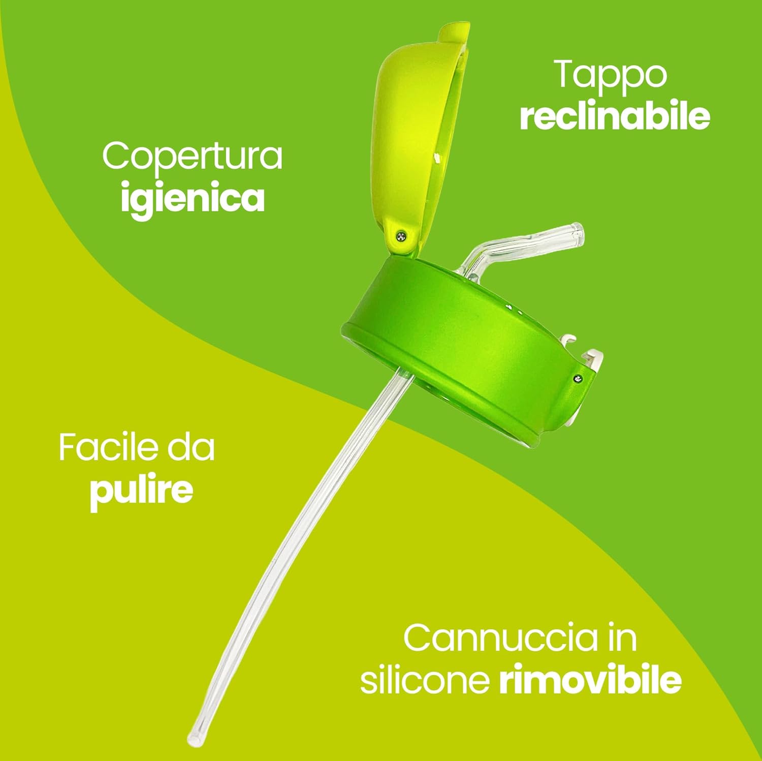 Detalle de Cartomania Borraccia termica Chill & Refill con cannuccia, tema panda, 460 ml