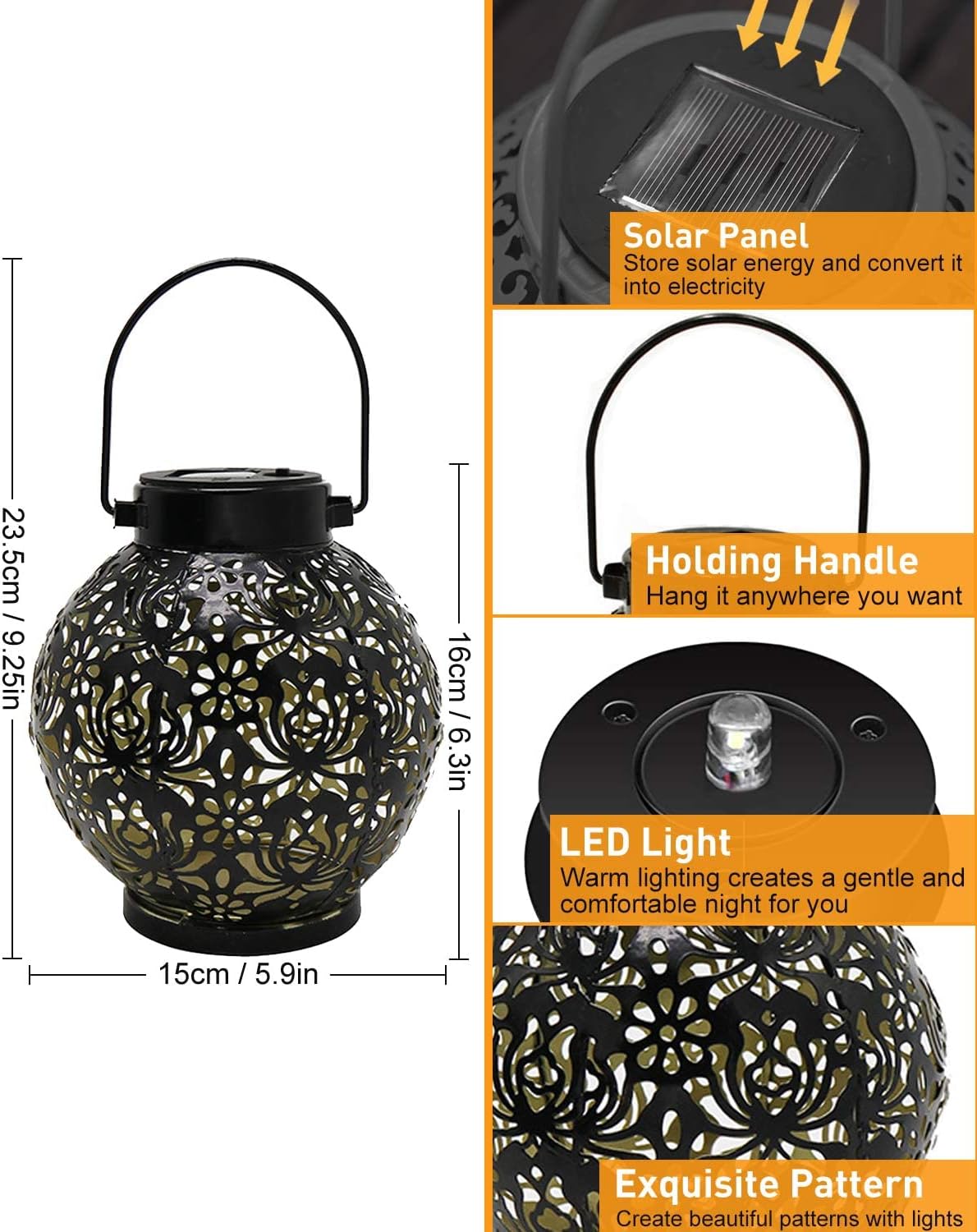 Detalle de MOXTOYU solar lanterns 2-pack — decorative outdoor yard lights for Mum (IP44, auto on/off)