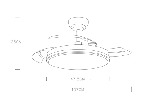 Thumbnail 1 de LEDUNI ventilador con luz LED 72W, 7590 lúmenes y mando a distancia (6 velocidades, aspas retráctiles, CCT 3000K/4000K/6000K)