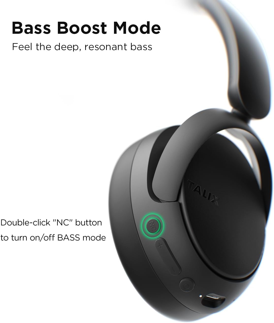 Detalle 2 de TALIX H30 Hybrid ANC Headphones: 110H Battery, Hi-Res Audio, and Crystal Calls