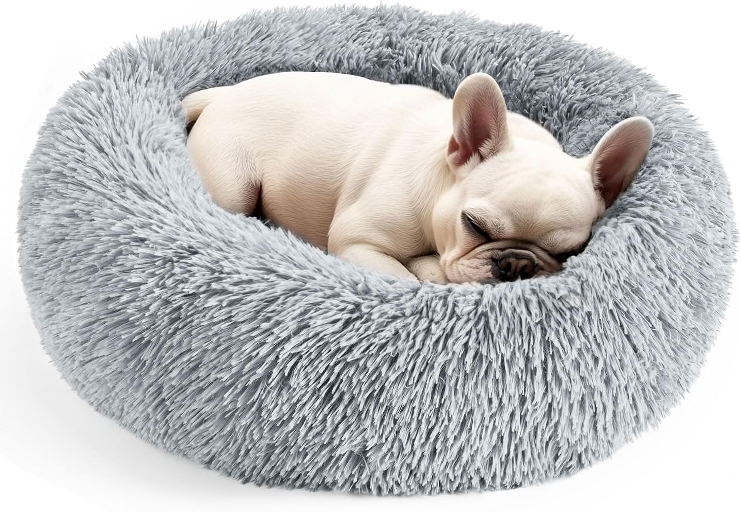 Detalle de Hoewina CWW-FT 20-Inch Donut Pet Bed, Light Gray, Non-Slip Bottom