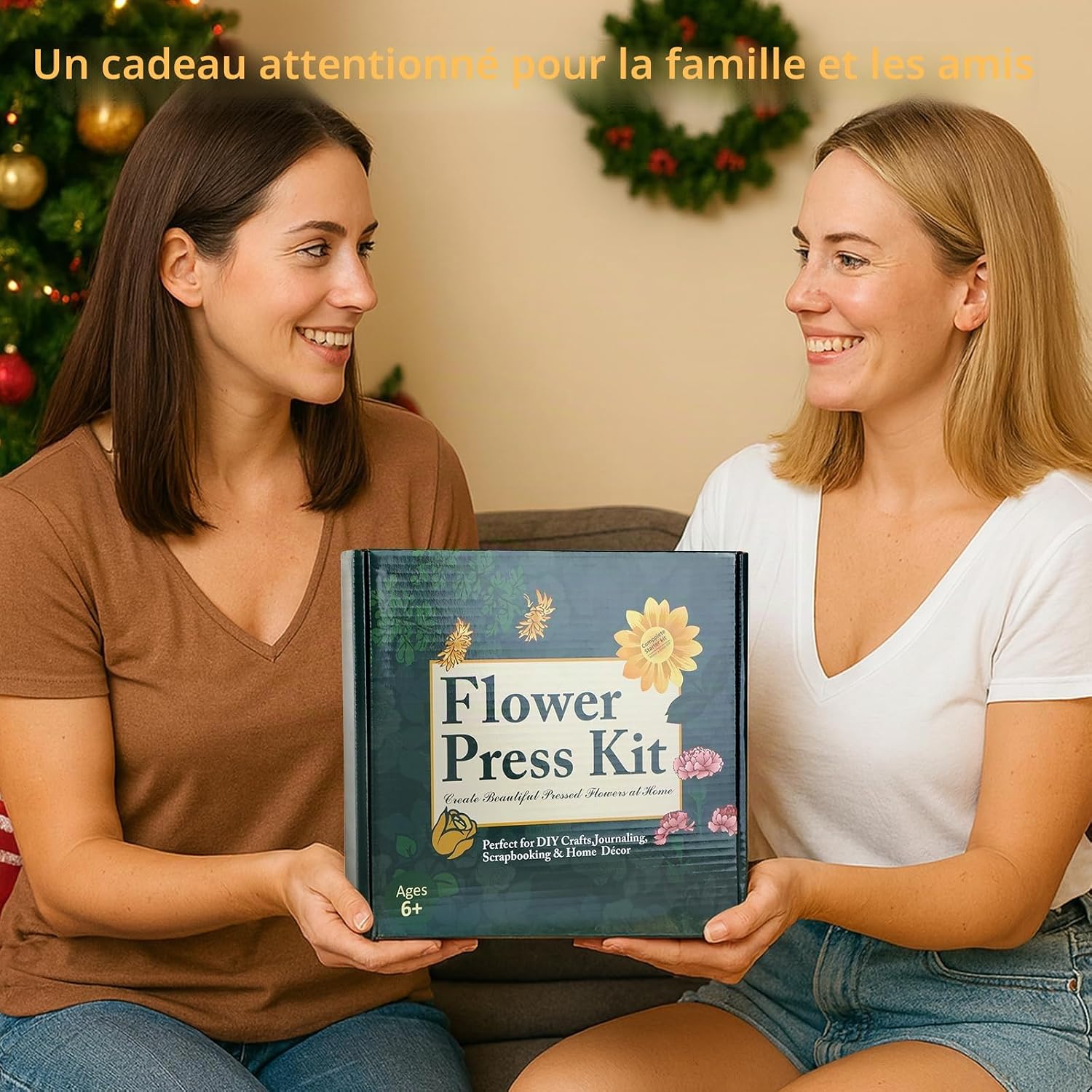 Detalle de Kit de presse à fleurs en bois pour plantes – 27,5 x 27,5 cm