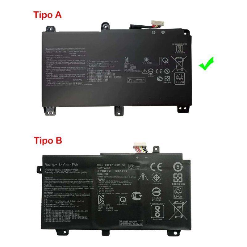 Detalle de Batería Voltistar para portátil Asus ROG Strix G512LI / G531GD / G531GT (B31N1726)