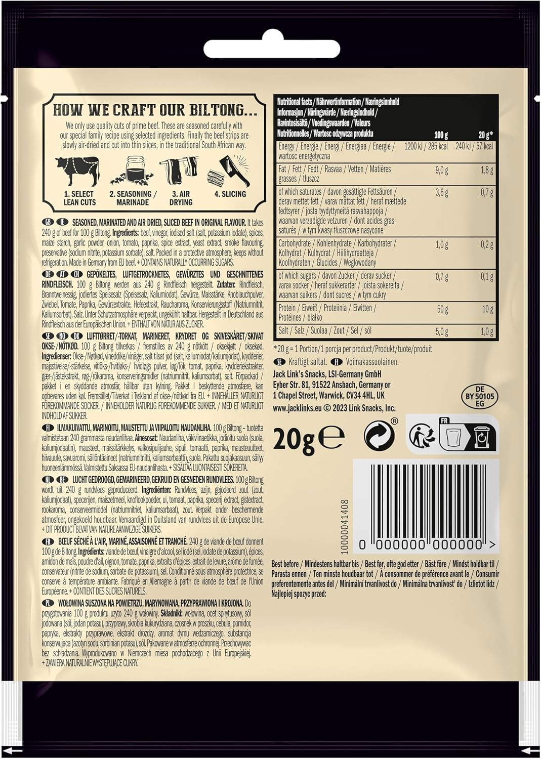 Detalle 2 de Jack Link's Biltong Original 12 x 20 g đ