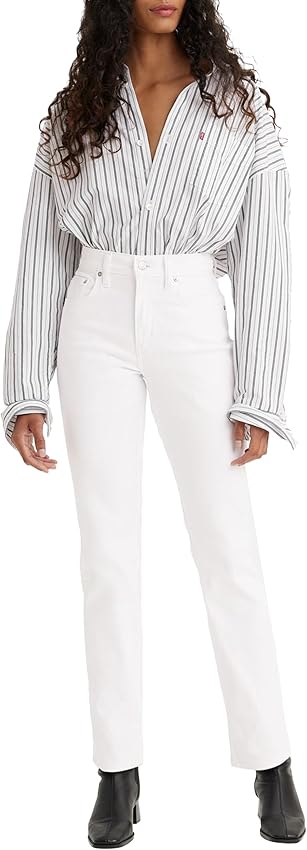 Detalle de Levi's 724 High Rise Straight Jeans Mujer Western White