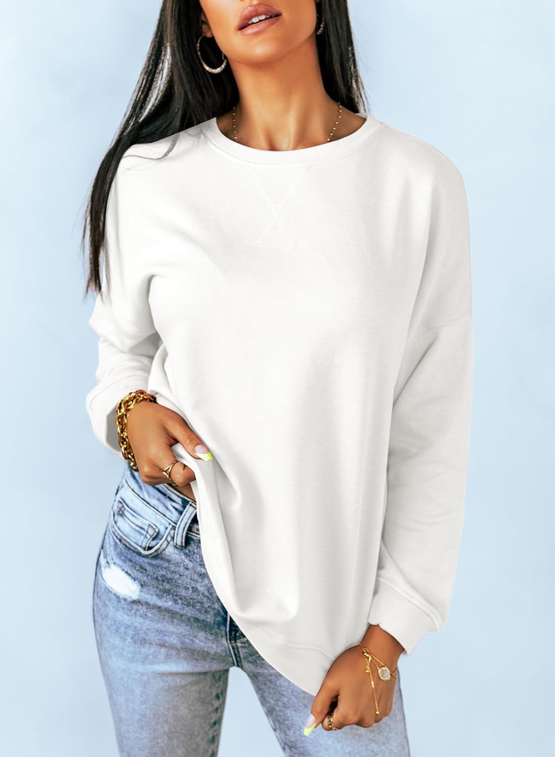 Thumbnail 1 de Dokotoo Women’s Casual Crew Neck Sweatshirt with Relaxed Fit & Side Splits