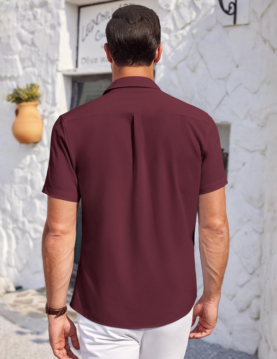 Thumbnail 3 de COOFANDY Herren Hemd Kurzarm Sommer Strandhemd Regular Fit mit Brusttasche