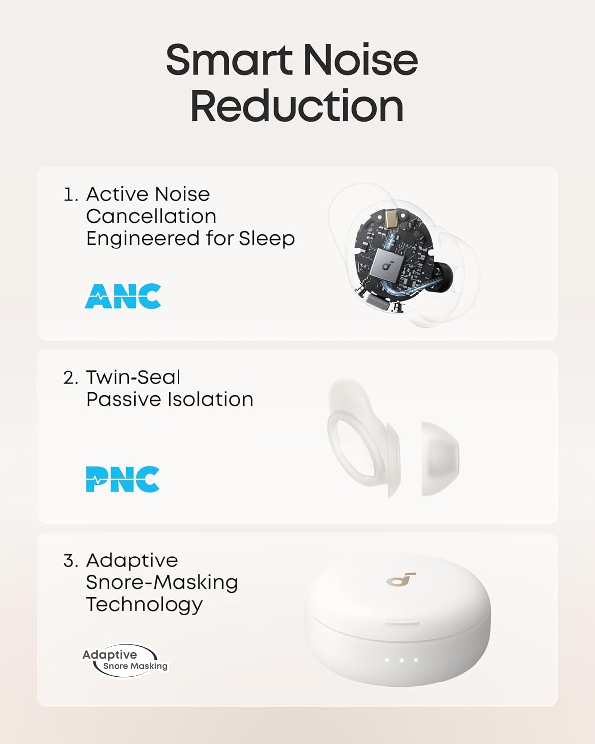 Thumbnail 3 de soundcore Sleep A30 by Anker Sleep Earbuds with Adaptive Snore Masking (white) – night-ready side-sleeper audio