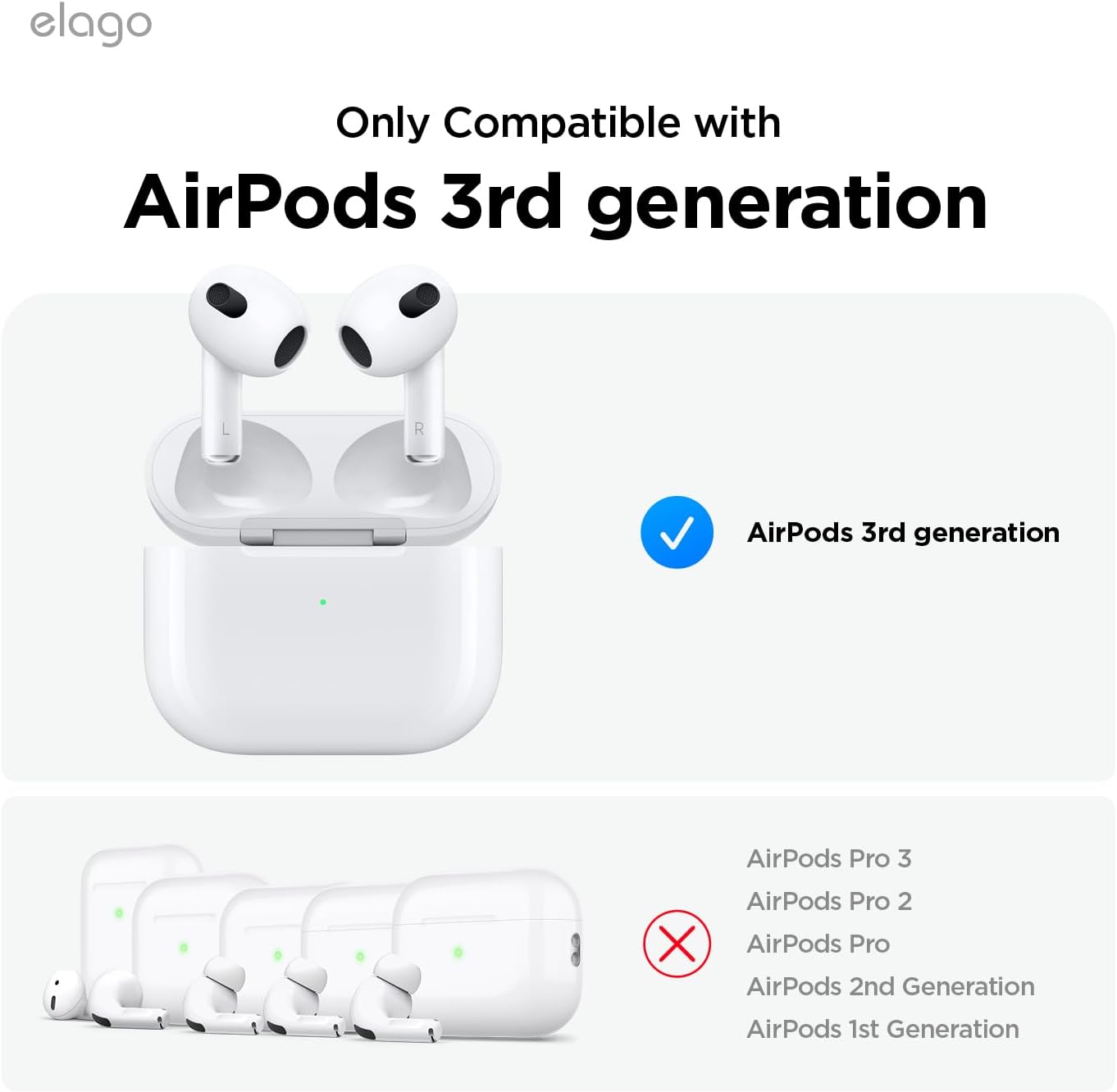 Thumbnail 1 de elago Coque en silicone avec mousqueton compatible AirPods 3 – gris lavande
