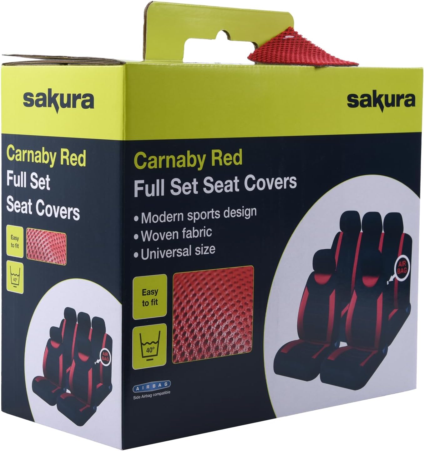 Thumbnail 1 de Sakura Carnaby Red Car Seat and Headrest Covers – Full Universal Set
