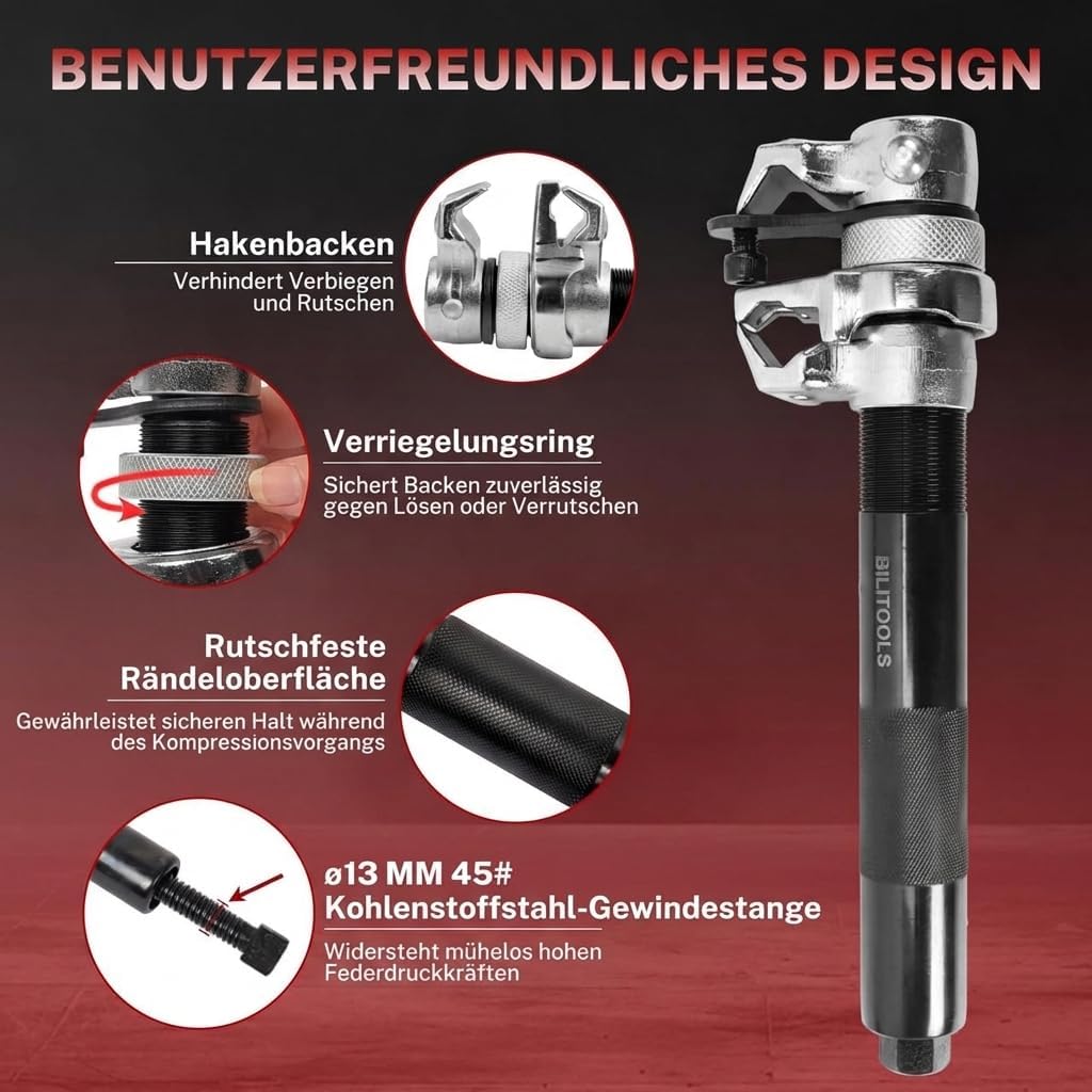 Thumbnail 3 de BILITOOLS Profi Federspanner Auto Set – MacPherson Federbein, 1200 kg (2-teilig)