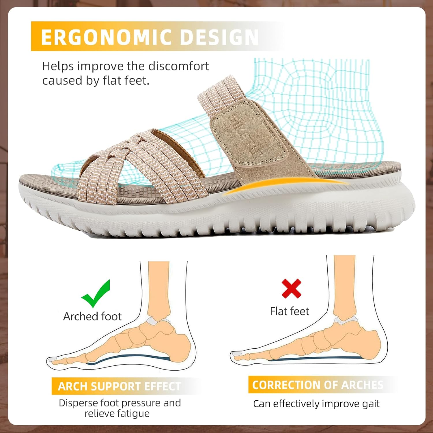 Thumbnail 1 de Acfoda damessandalen: lichte slip-ons met voetbed en antislipzool, maat 35-42