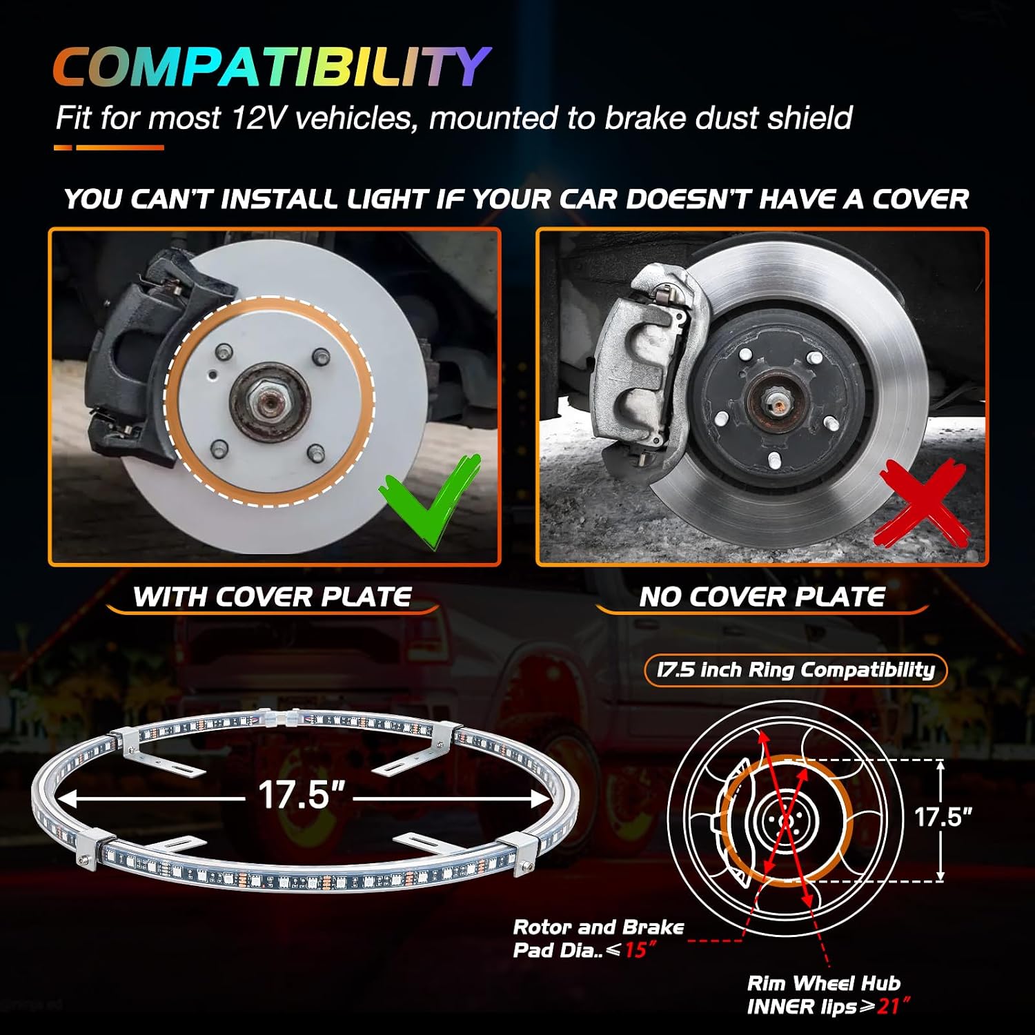 Thumbnail 4 de Nilight 17.5in RGB LED Wheel Ring Lights