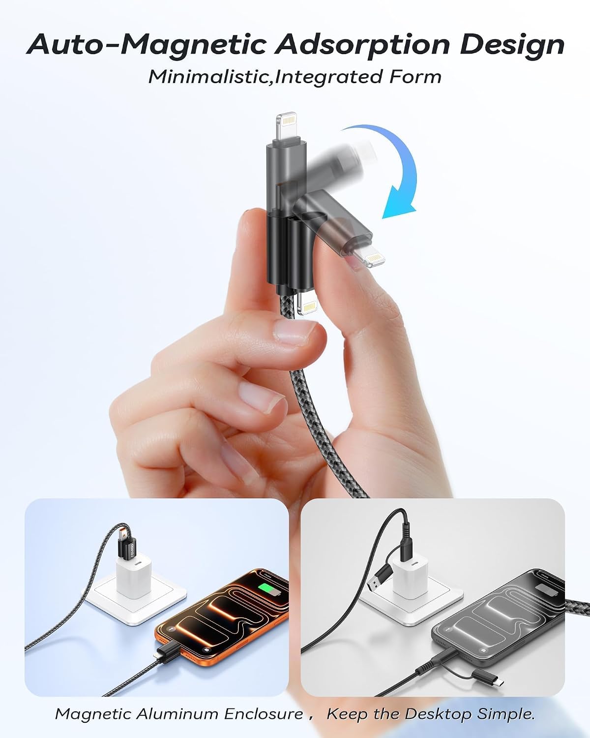 Detalle de Câble RAVIAD 4 en 1 USB C/USB A vers Lightning