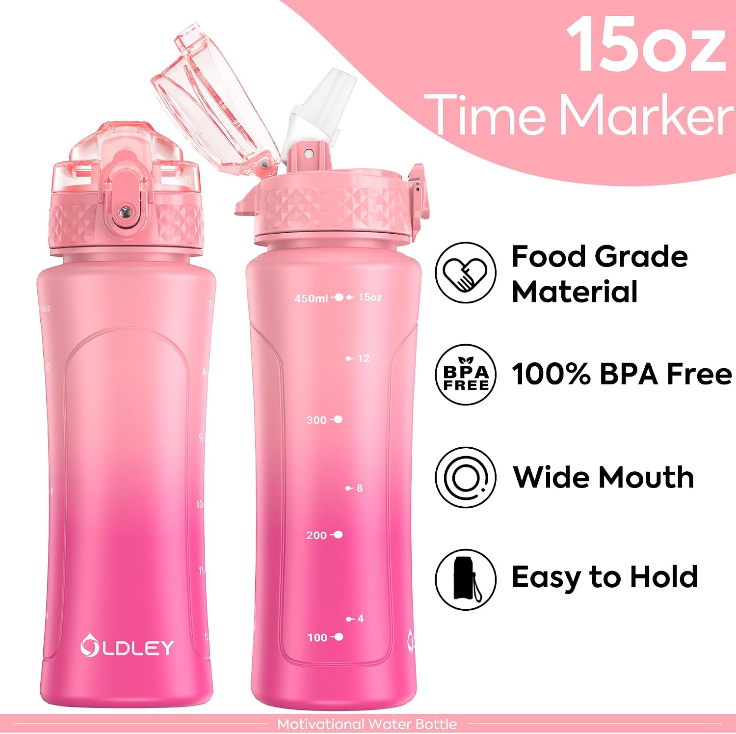 Thumbnail 4 de Oldley 450ml Water Bottle with Straw