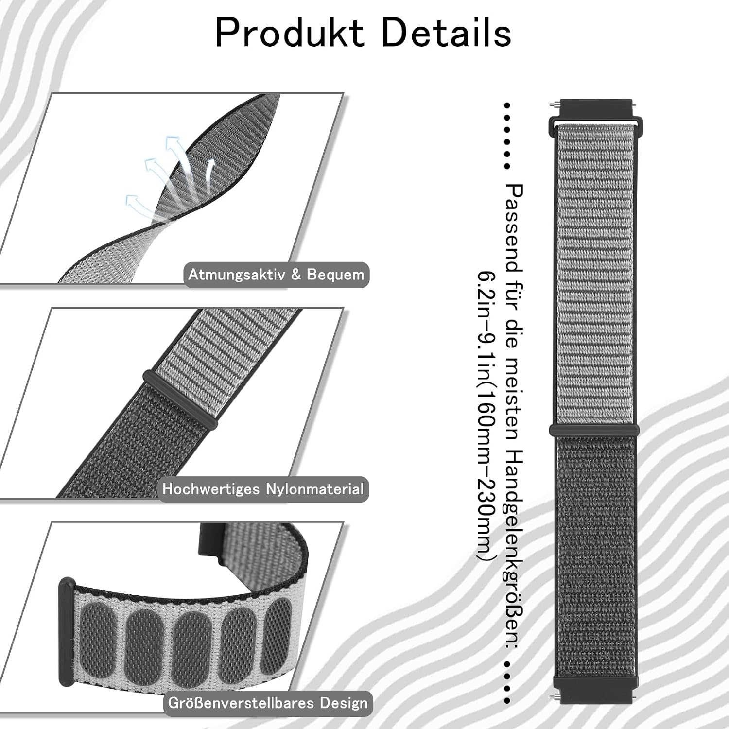 Thumbnail 2 de YCHDDER 24mm Nylon Armband – kompatibel mit Garmin Venu X1, Suunto 9, Pro 5 Enduro und mehr