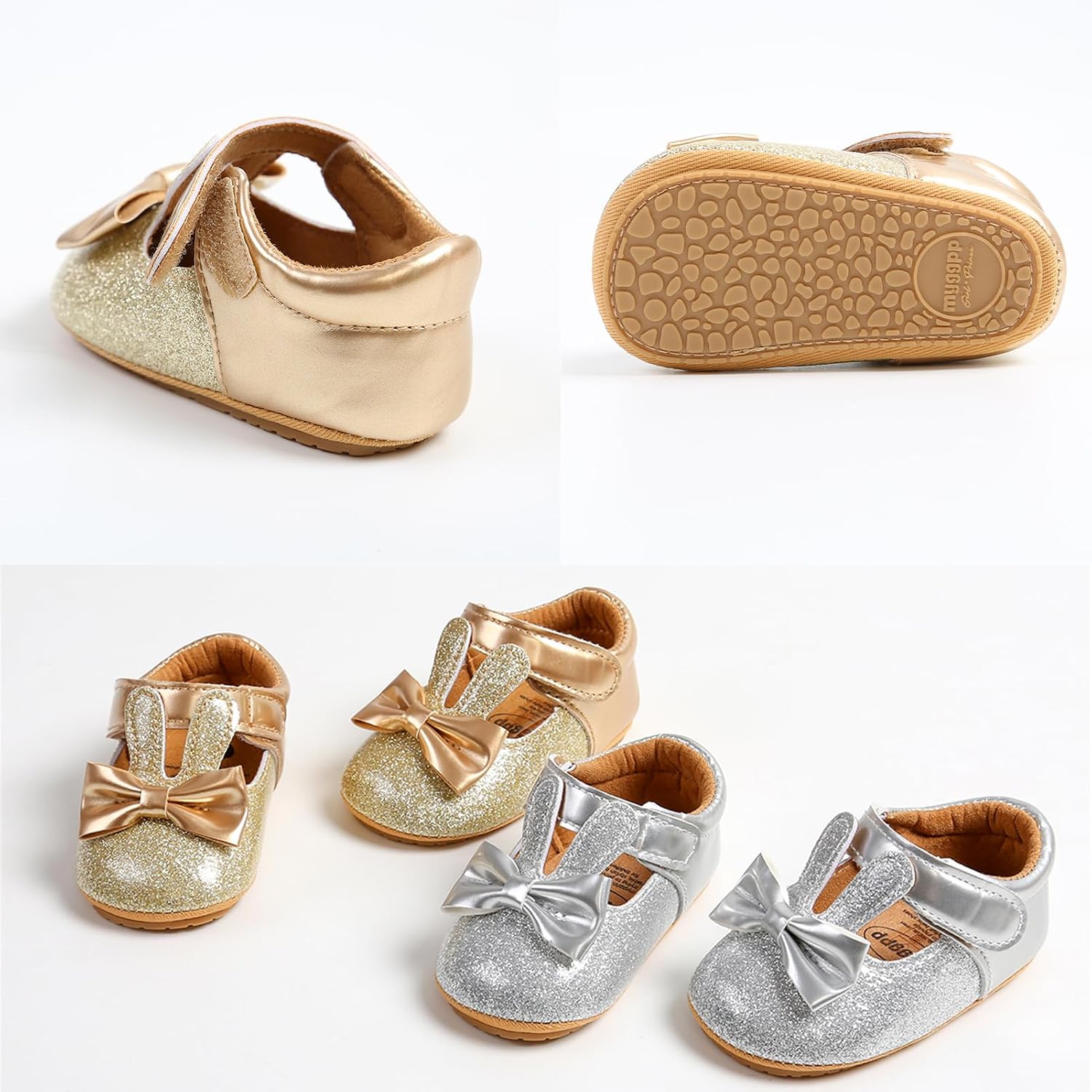 Detalle de RVROVIC Baby Girl Moccasins Princess Sparkly Soft Sole Prewalkers (Mary Jane Flats)