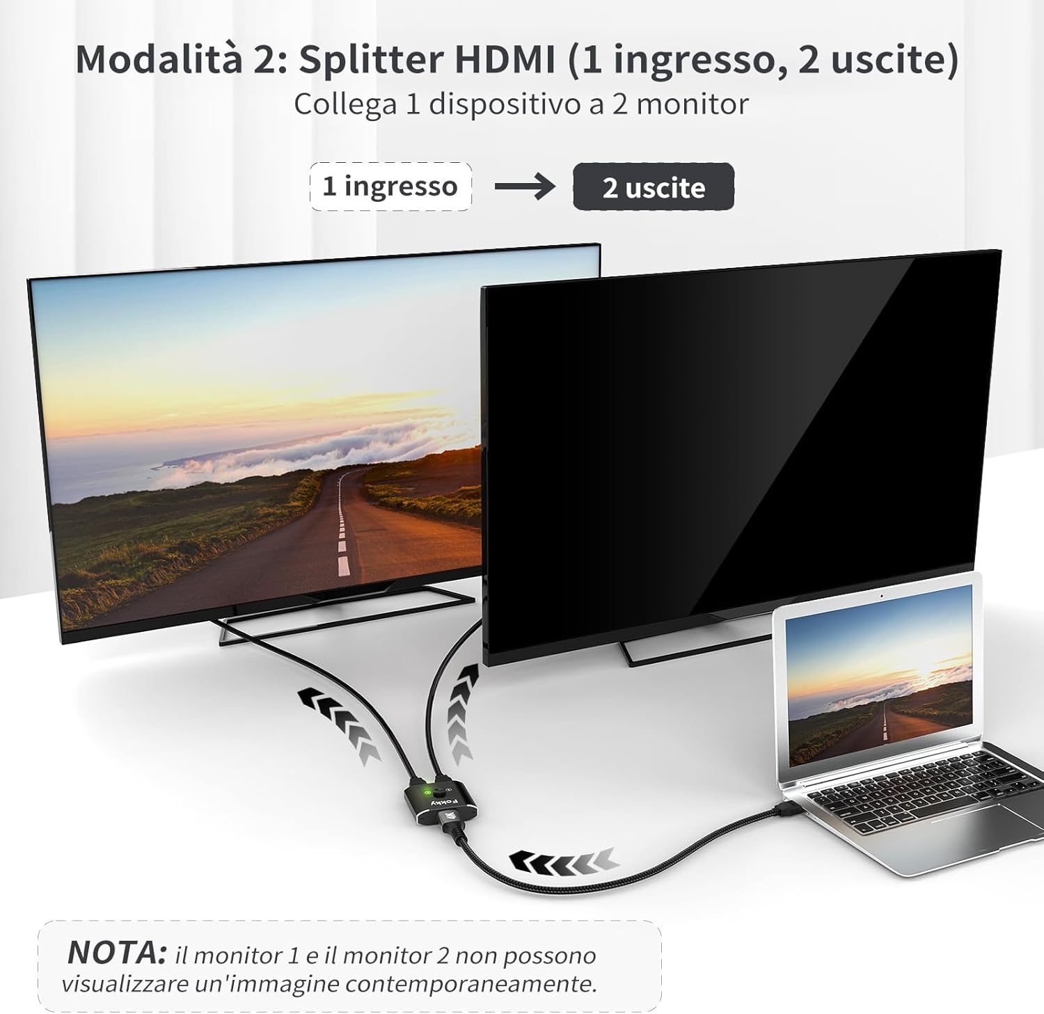 Thumbnail 3 de Switch HDMI 4K@60Hz Splitter 2in1 1M cavo