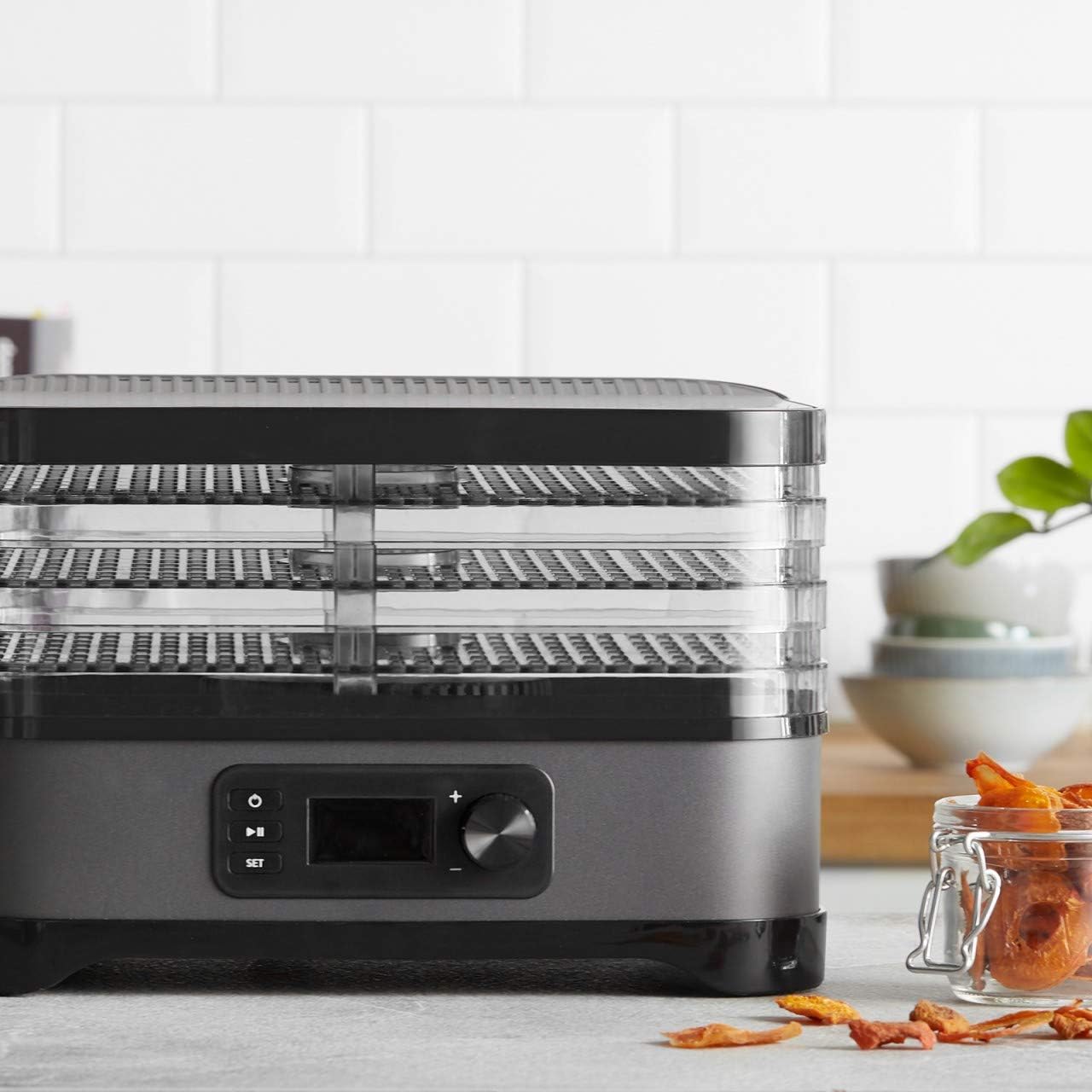 Detalle de SPRINGLANE Essiccatore Dora in acciaio inox – Disidratatore multifunzione per frutta, carne ed erbe aromatiche (Antracite/Nero)