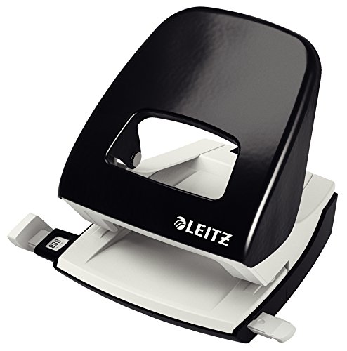 Leitz NeXXt Bürolocher aus Metall – 30 Blatt, Anschlagschiene, 888 mm Lochabstand, 5,5 mm Löcher, schwarz