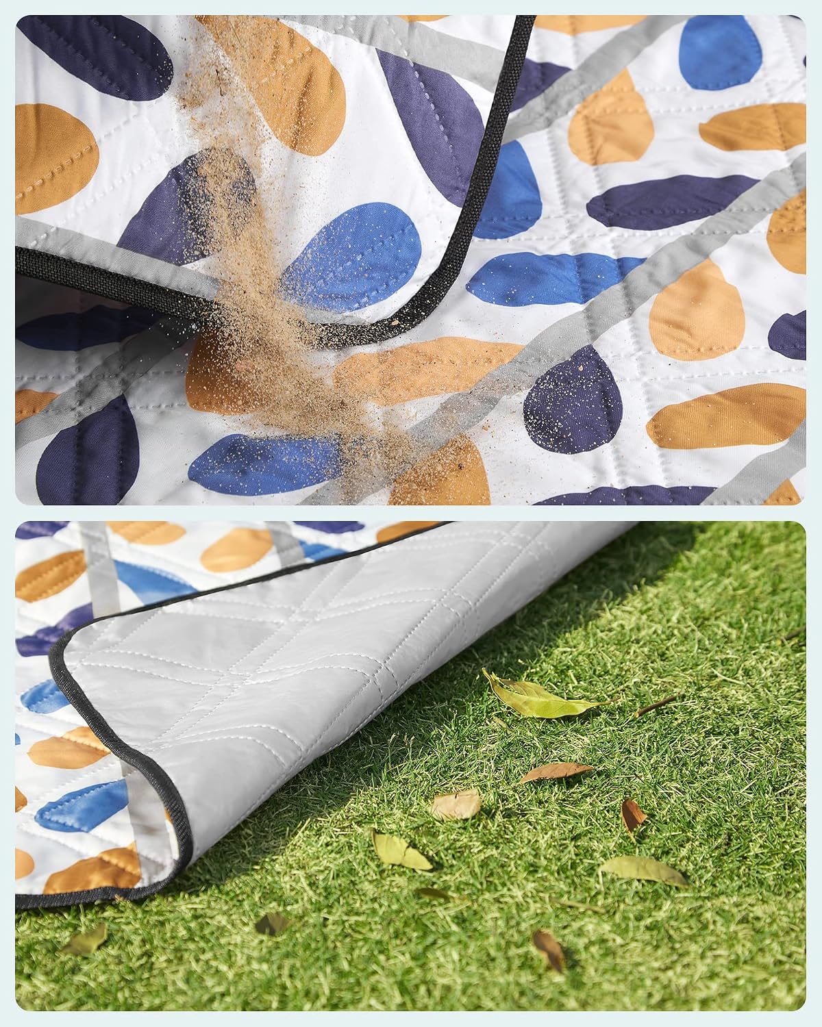 Detalle de SONGMICS Picnic Blanket 300 x 200 cm: Large, Waterproof, Foldable Leaf Pattern Mat