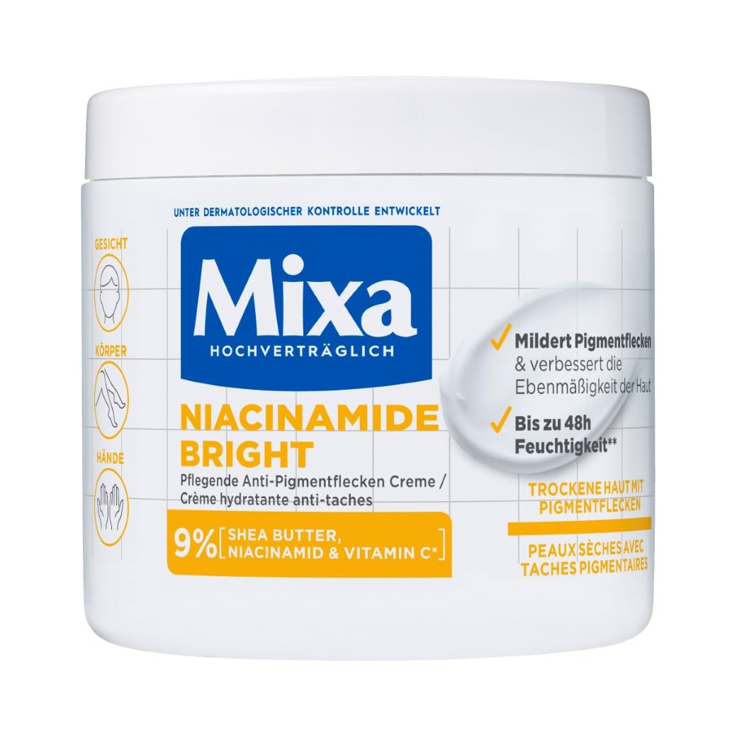Detalle 2 de Mixa feuchtigkeitsspendende Anti-Pigmentflecken Allzweckcreme „Niacinamide Bright“ (Packung mit 2), 400 ml