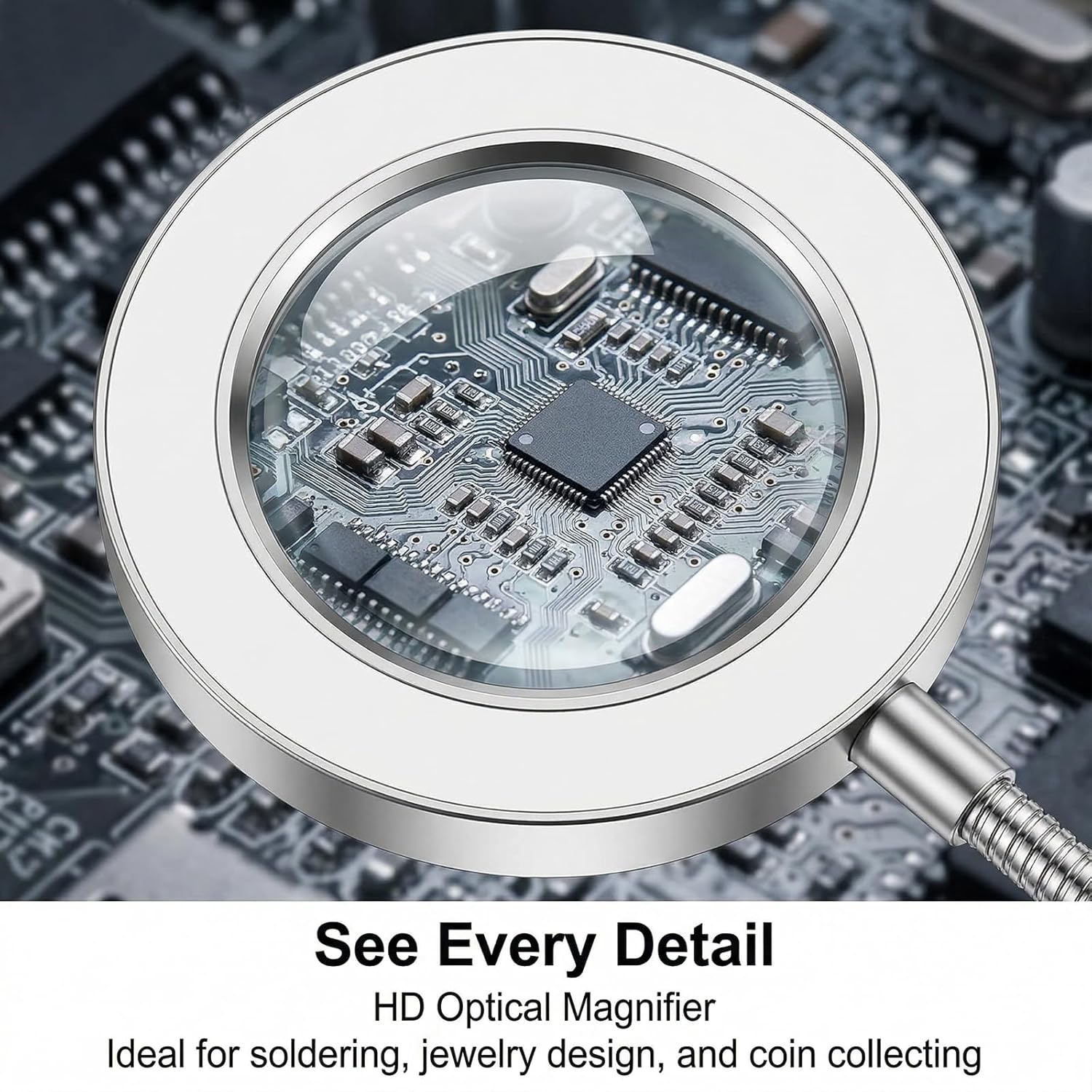 Thumbnail 6 de Magnifying Glass with Light and Stand, 10X Magnifiers Lamp with Clamp (Silver)