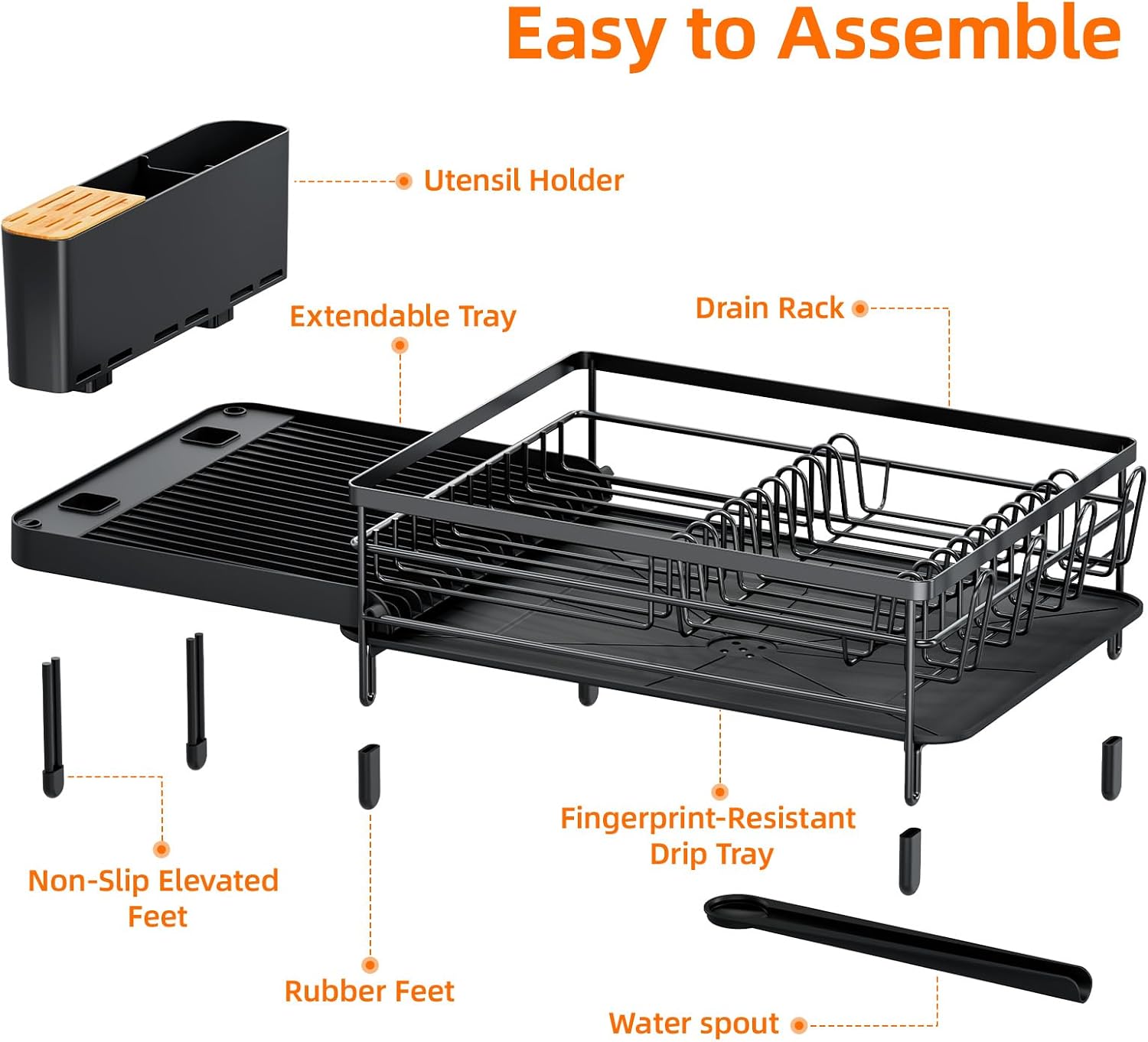 Thumbnail 6 de Urackify Expandable Dish Drying Rack, 18.5–26.7 inches