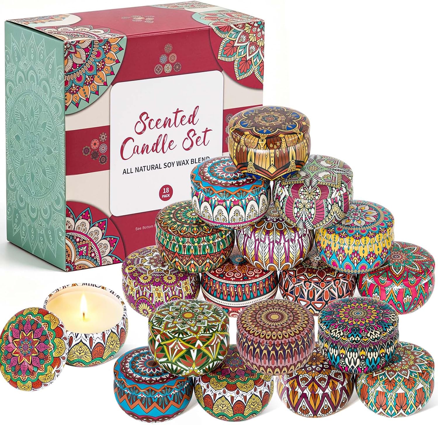 Detalle de LAJDL Ca00807US 18-Pack Soy Wax Aromatherapy Candles, 18 Scents