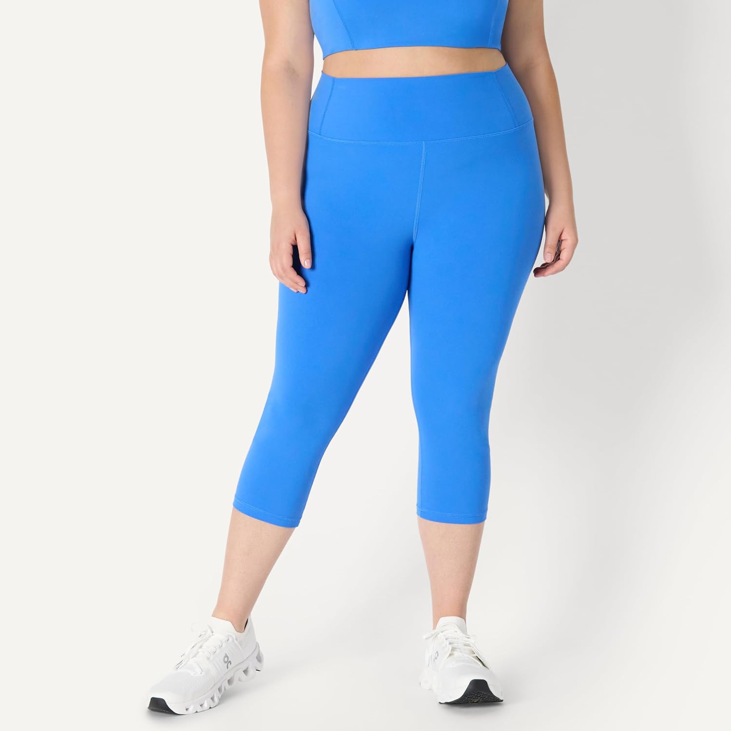Detalle de Amazon Essentials Legging court FormFlex à taille haute, entrejambe 48 cm – Bleu Océan (femme, L)