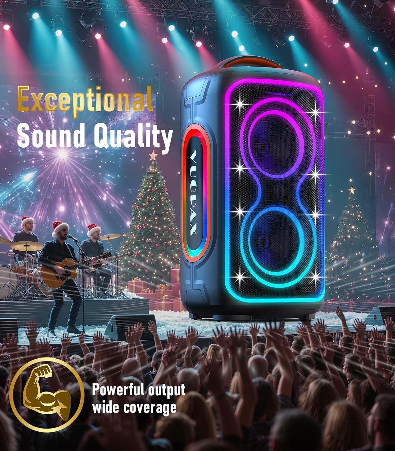 Detalle 2 de VUOPAX Bluetooth Speaker Loud 240W Peak Portable Wireless Party Speaker