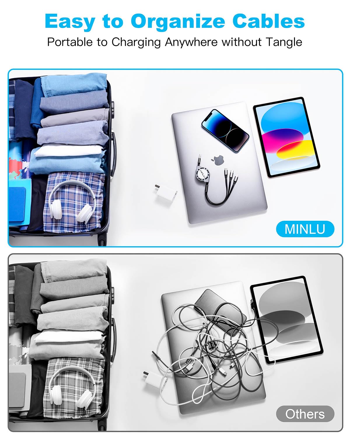 Thumbnail 5 de Multi Charging Cable 3A 4ft Retractable 2Pack