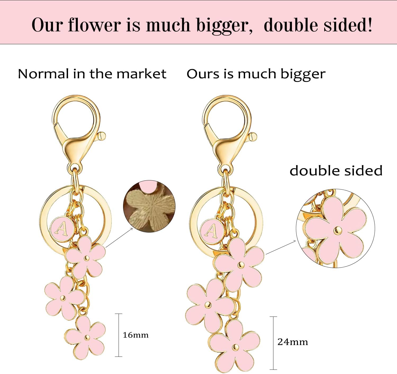 Thumbnail 5 de Tihnvk Flower Initial Keychain for Women – Pink Flower Charms with Personalised Letter