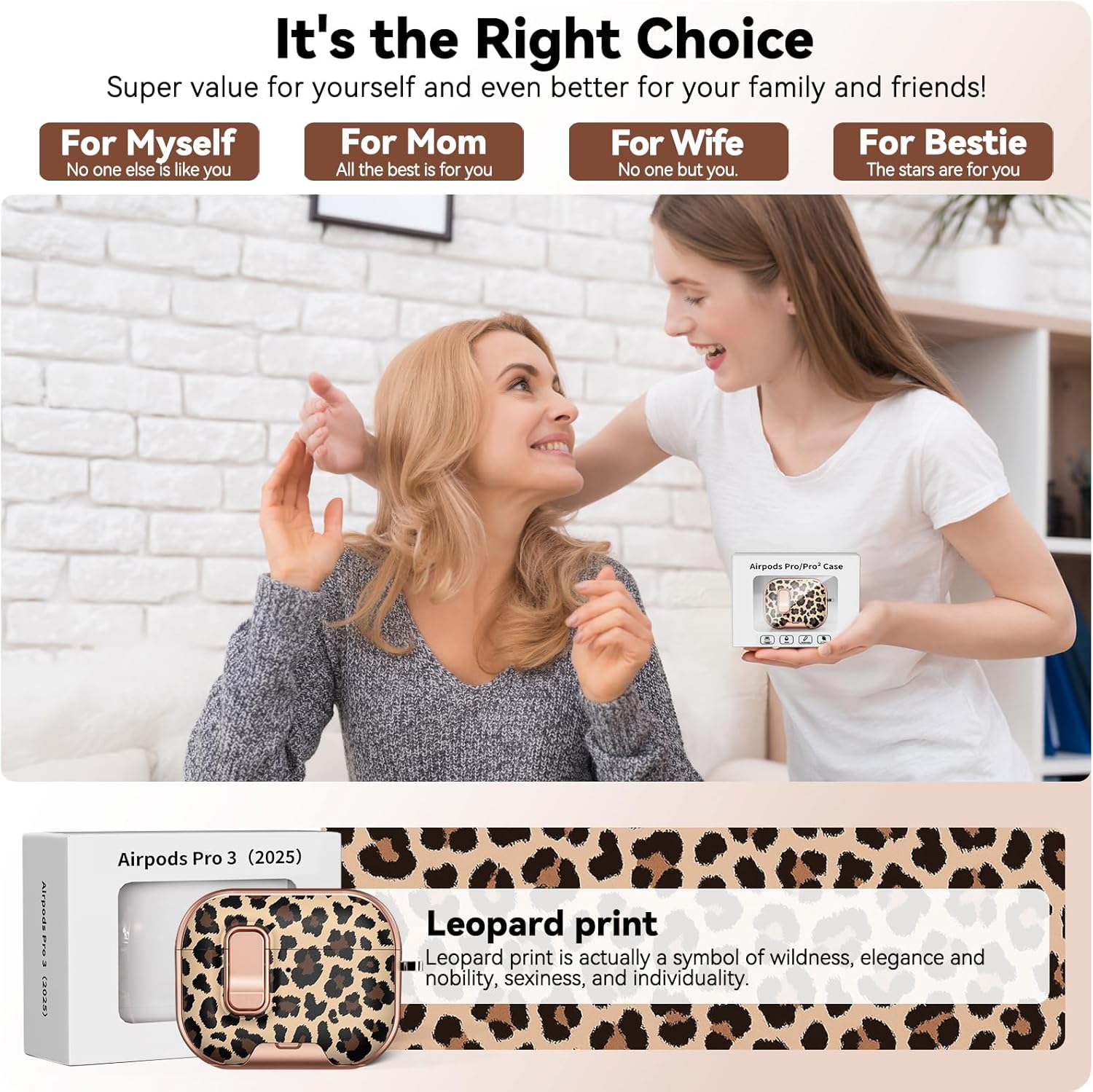 Thumbnail 6 de Polislime AirPods Pro 3 Case (2025) with Safety Lock, Phone Stand & Leopard Print