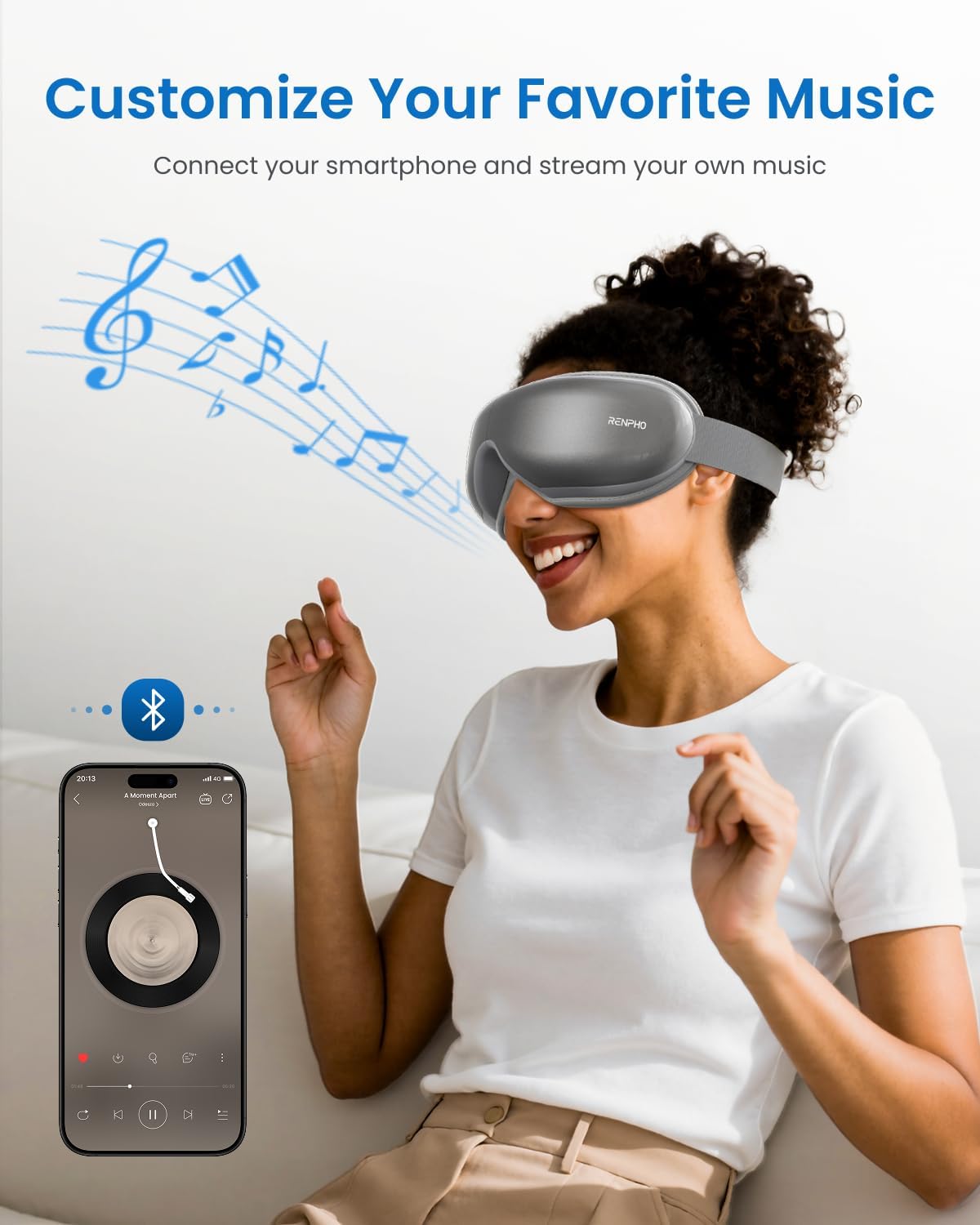 Detalle 2 de RENPHO Eyeris 1 Eye Massager with Heat, Vibration & Bluetooth Music