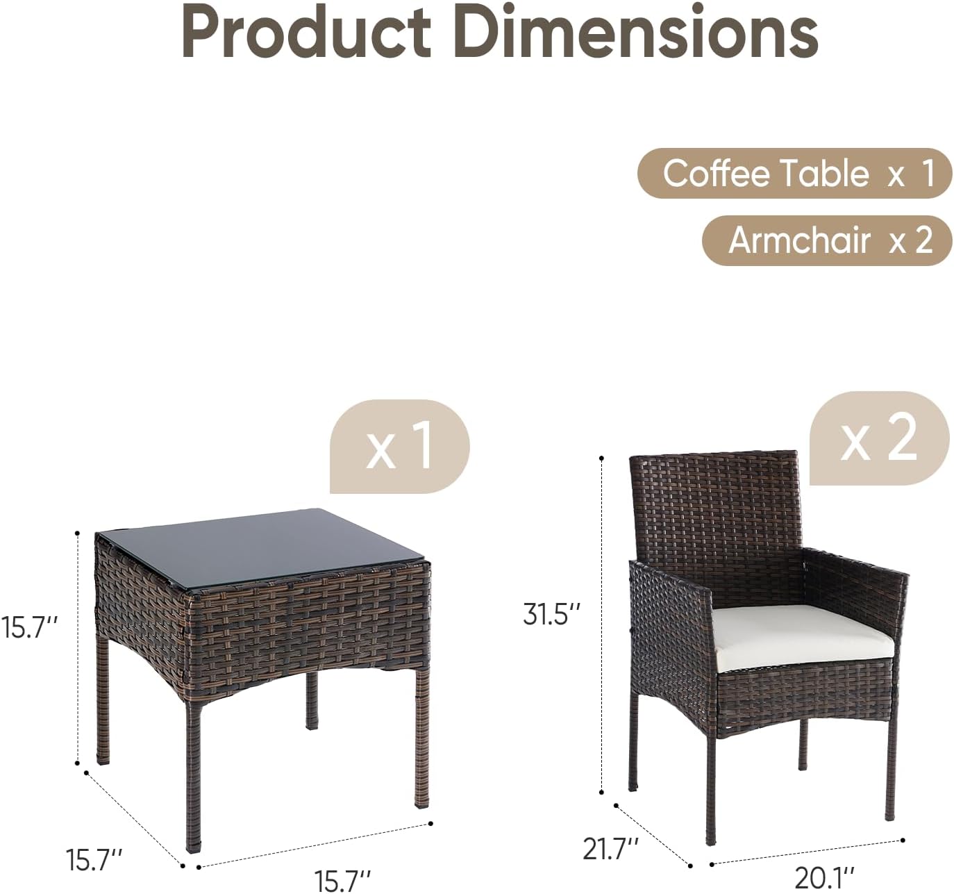 Detalle de DUMOS Wicker Patio Furniture Set
