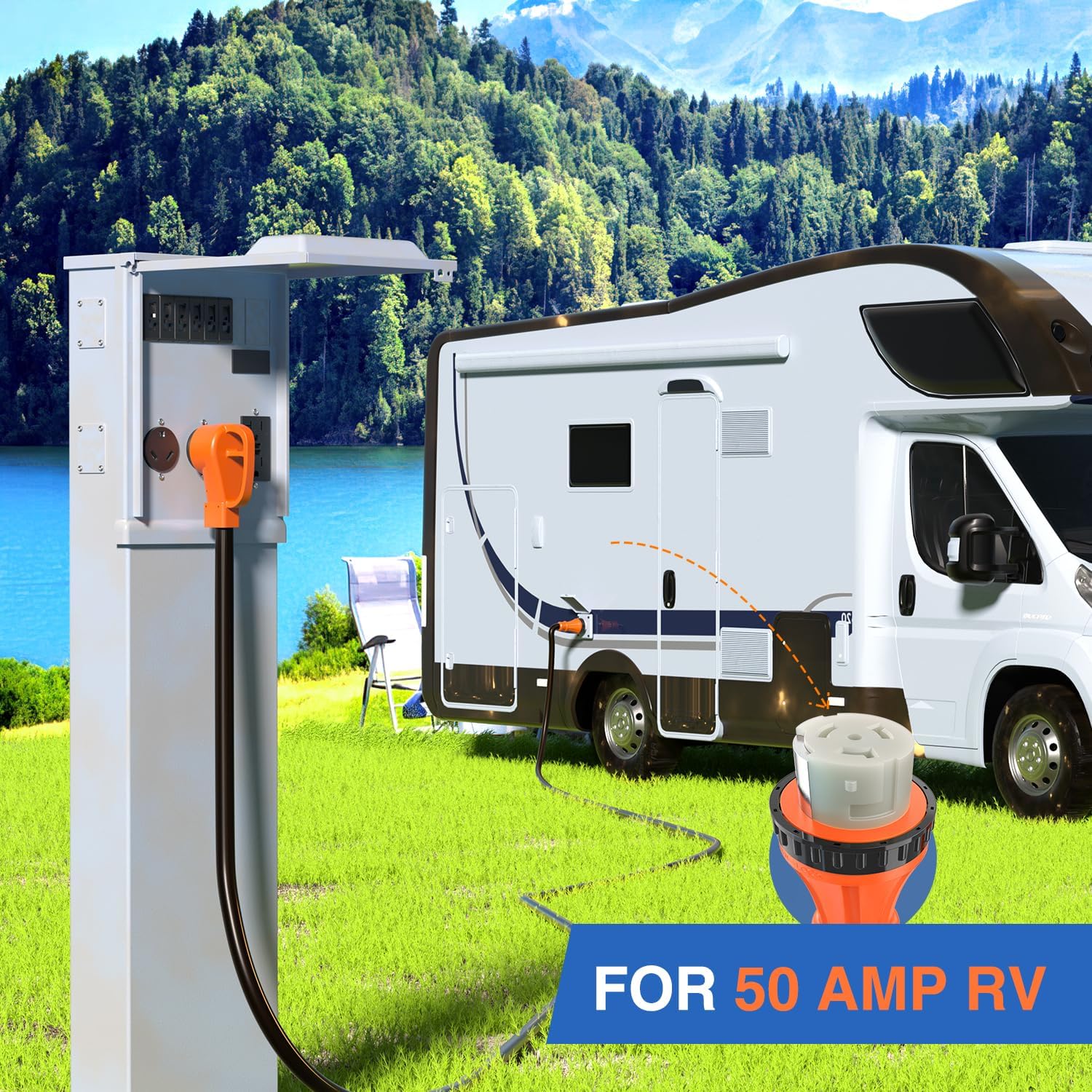 Detalle 2 de Nilight 50 Amp 25FT RV Locking Extension Cord