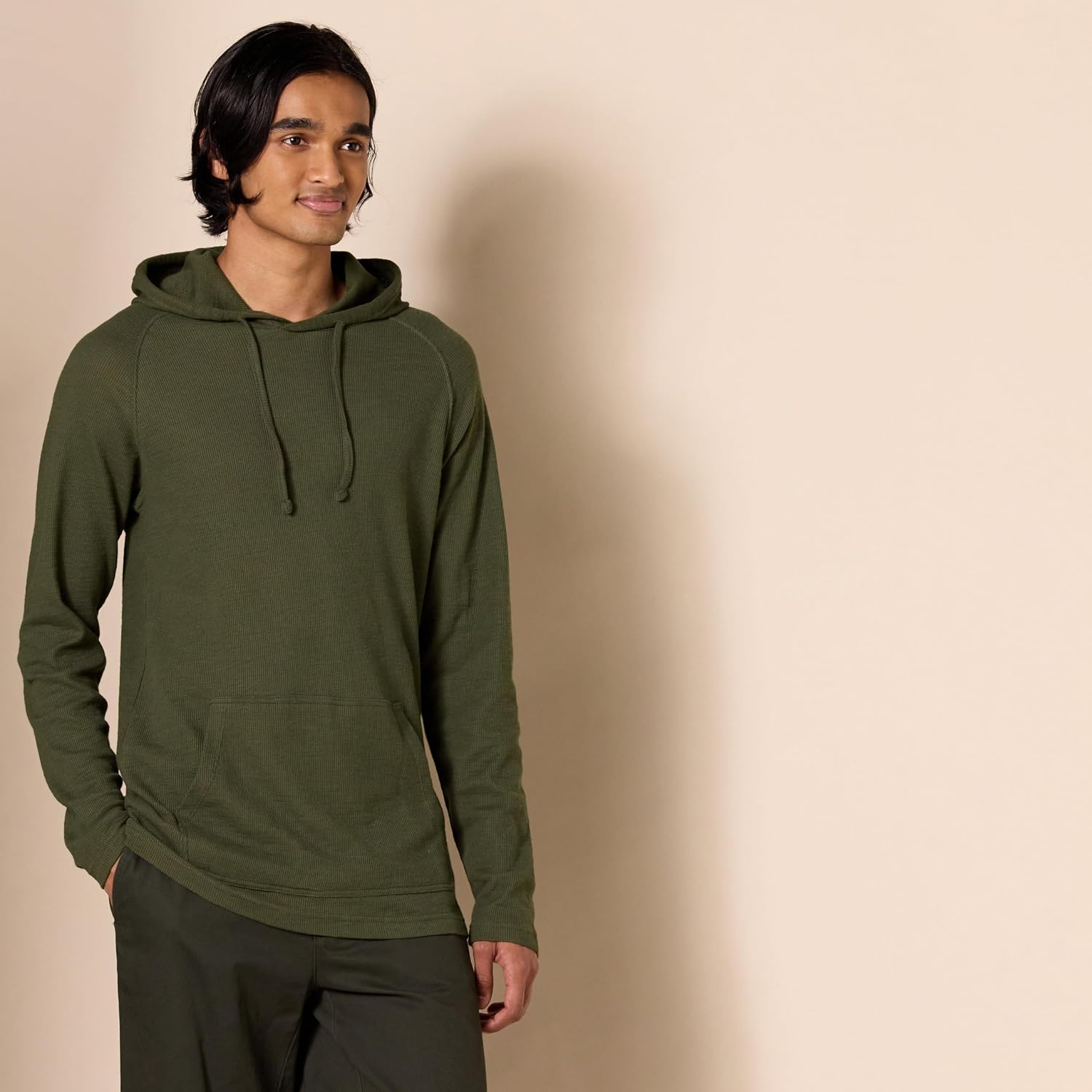 Detalle de Amazon Essentials Men's Pullover Hoodie, Long-Sleeve Slub Thermal (Previously GoodThreads)