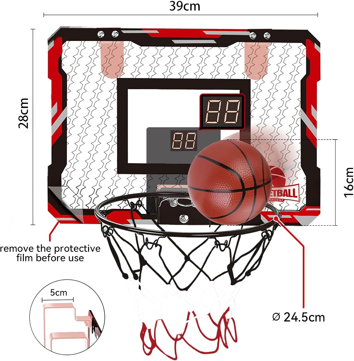 Thumbnail 6 de TEKXDD Basketball Hoop Indoor Over The Door