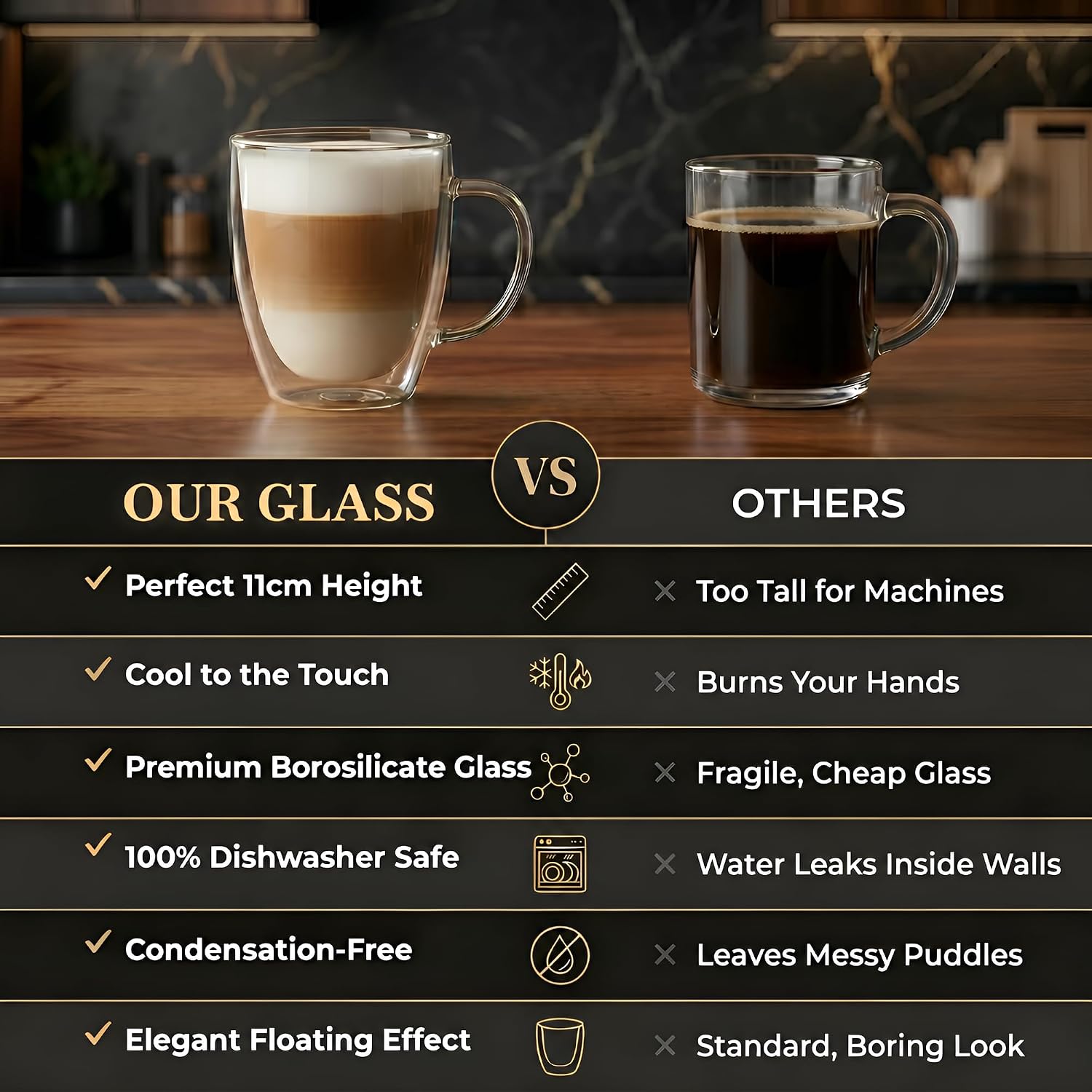 Thumbnail 6 de GOODS+GADGETS Double-Walled Borosilicate Glass Cups, 300 ml, Set of 6