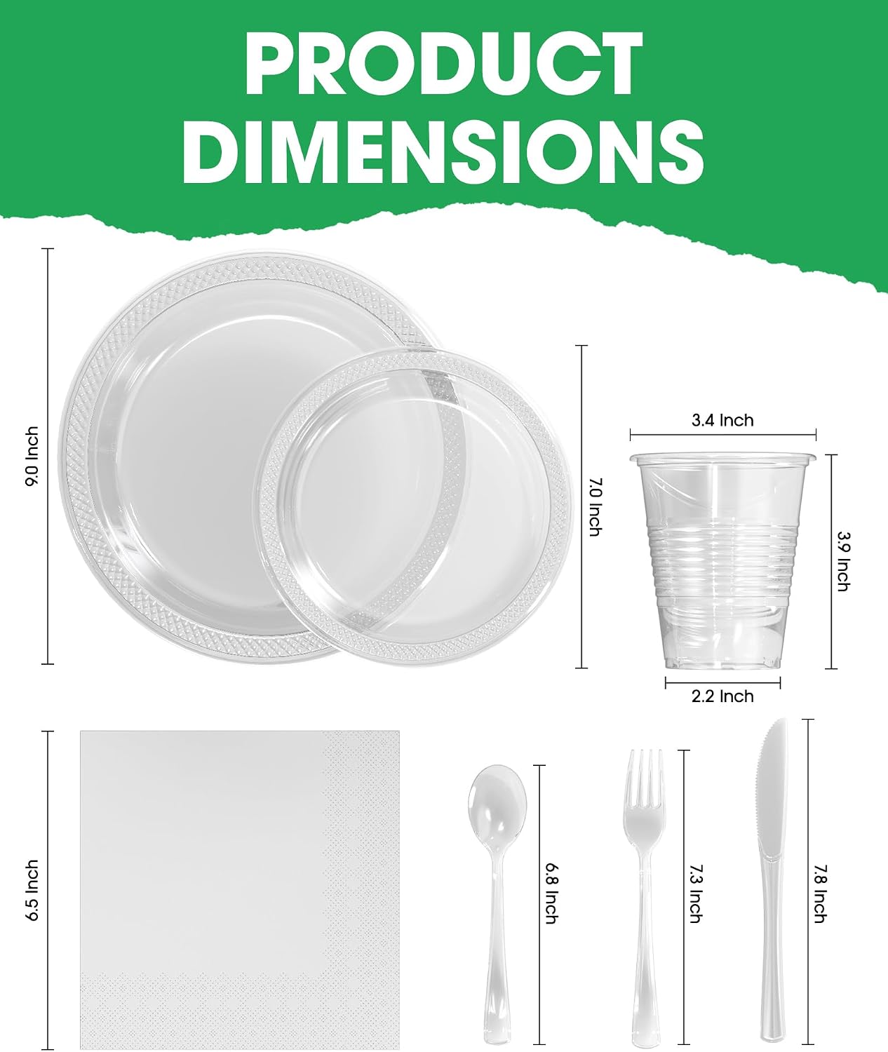 Detalle de Pureegg Plastic Dinnerware Set, 350 Pieces